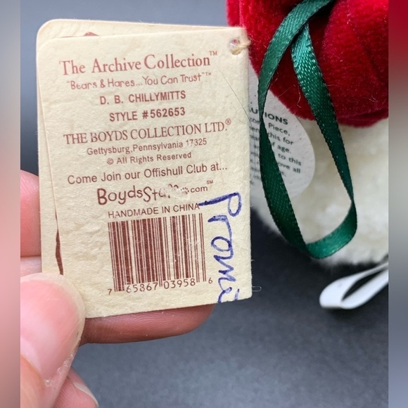 Boyds Bears snowman ornament- Gen-you- Wine  DB Chillymitts w/ Tag - Picture 2 of 5